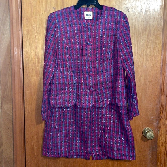 •LESLIE FAY•PINK TWEED JACKET & MATCHING SKIRT SIZE 8 (JACKET) 16 (SKIRT) EUC - Picture 16 of 16